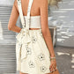 Devine Flower Wide Strap Overalls with Pockets-