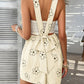 Devine Flower Wide Strap Overalls with Pockets-