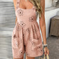 Devine Flower Wide Strap Overalls with Pockets