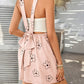 Devine Flower Wide Strap Overalls with Pockets-