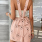 Devine Flower Wide Strap Overalls with Pockets-