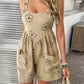 Devine Flower Wide Strap Overalls with Pockets-