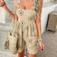 Devine Flower Wide Strap Overalls with Pockets-