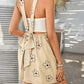 Devine Flower Wide Strap Overalls with Pockets-