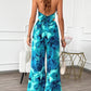 Devine Printed Halter Neck Top and Pants Set