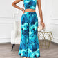 Devine Printed Halter Neck Top and Pants Set-