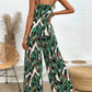 Tropical Print Spaghetti Strap Wide Leg Jumpsuit-