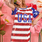 BiBi American Flag Theme Usa Print Sequin Dress-