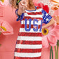 BiBi American Flag Theme Usa Print Sequin Dress-