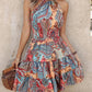 Paisley Print Halter Neck Mini Dress-Get You Some Sun