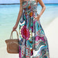 Printed Smocked Maxi Cami Dress-Get You Some Sun