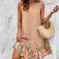 Ruffled Hem Floral Sleeveless Mini Tank Dress-