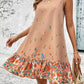 Ruffled Hem Floral Sleeveless Mini Tank Dress-