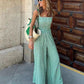 Gingham Smocked Wide-Leg Jumpsuit-Get You Some Sun