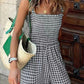Gingham Smocked Wide-Leg Jumpsuit-Get You Some Sun