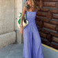 Gingham Smocked Wide-Leg Jumpsuit-Get You Some Sun
