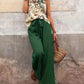 Printed Tank Top and Wide Leg Pants Set-Get You Some Sun