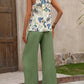 Printed Tank Top and Wide Leg Pants Set-Get You Some Sun