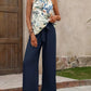 Printed Tank Top and Wide Leg Pants Set-Get You Some Sun
