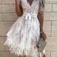 Lace V-Neck Ruffle Dress-Get You Some Sun