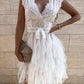 Lace V-Neck Ruffle Dress-Get You Some Sun