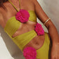 Flower Cutout Halter Neck One-Piece Swimwear-