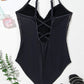 Embroidered V-Neck One-Piece Swimwear-Get You Some Sun