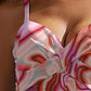 FAM-FAM Printed Sweetheart Neck Spaghetti Strap One-Piece 