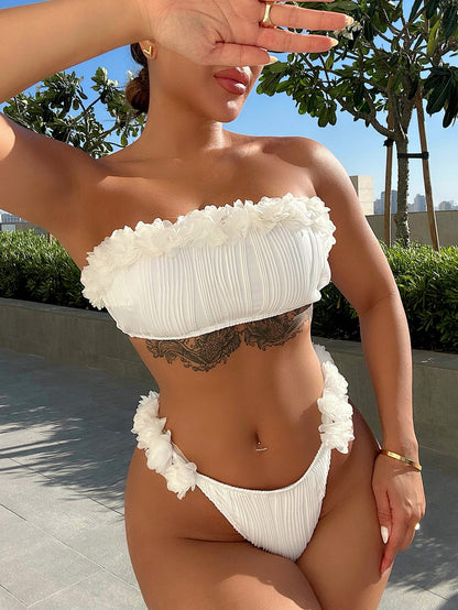 Applique Tie Back Two-Piece Bikini Set-Get You Some Sun