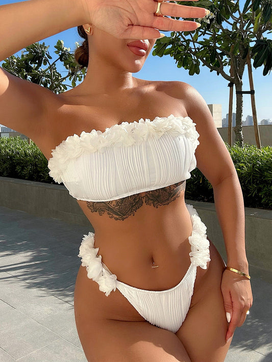 Applique Tie Back Two-Piece Bikini Set-Get You Some Sun