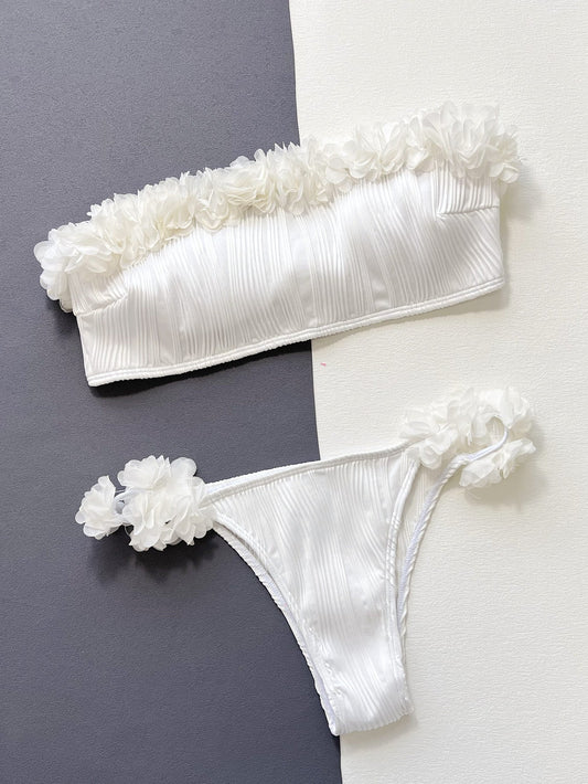 Applique Tie Back Two-Piece Bikini Set-Get You Some Sun