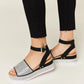 Forever Link Rhinestone Buckle Strappy Wedge Sandals-