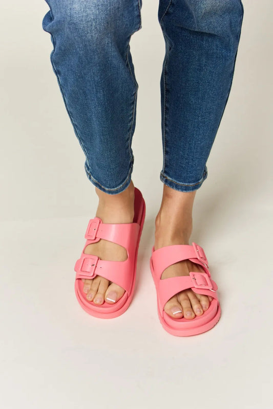 Legend Double Buckle Open Toe Sandals-Get You Some Sun
