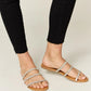 WILD DIVA Rhinestone Three-Strap Flat Sandals-