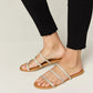 WILD DIVA Rhinestone Three-Strap Flat Sandals-