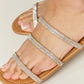WILD DIVA Rhinestone Three-Strap Flat Sandals-