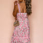 Pink Floral Lace Tied Strap Empire Waist Maxi Dress-
