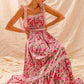 SO ME Floral Maxi Dress With Ribbon Tie Lace Strap-