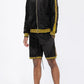 WEIV Men's Full Size Velour Zip Up Jacket and Shorts Set 
