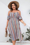 Plus Size Striped Cold-Shoulder Dress-Get You Some Sun