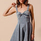 SO ME Mineral Washed Bow Ribbon Denim Flare Dress-