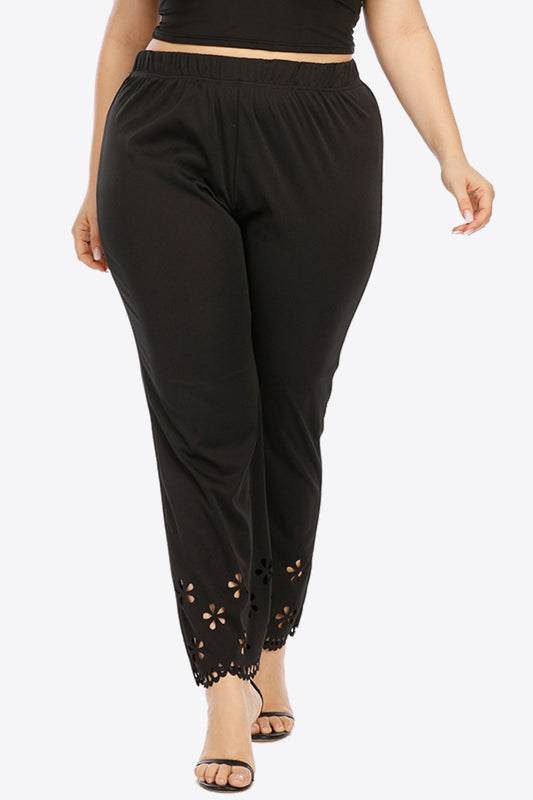 Plus Size Openwork Elastic Waist Pants-Get You Some Sun