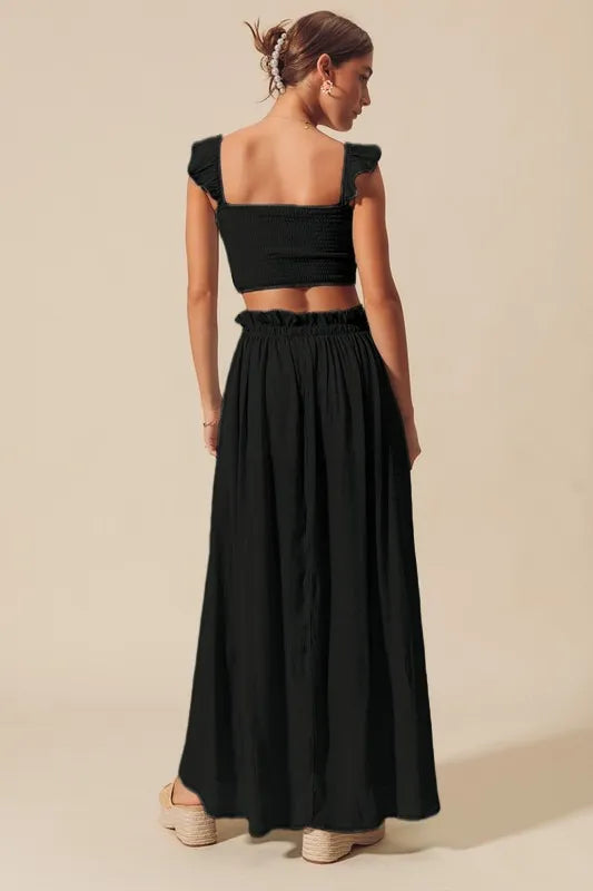 SO ME Smocked Top and Flowy Maxi Skirt Set-Get You Some Sun