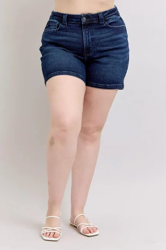 Judy Blue Plus Size High Waist Back Flap Pocket Denim Shorts