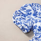 Blue Flower Print Puff Sleeve Tiered Dress-Get You Some Sun