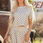 Brown Checkerboard T Shirt and High Waist Skorts 