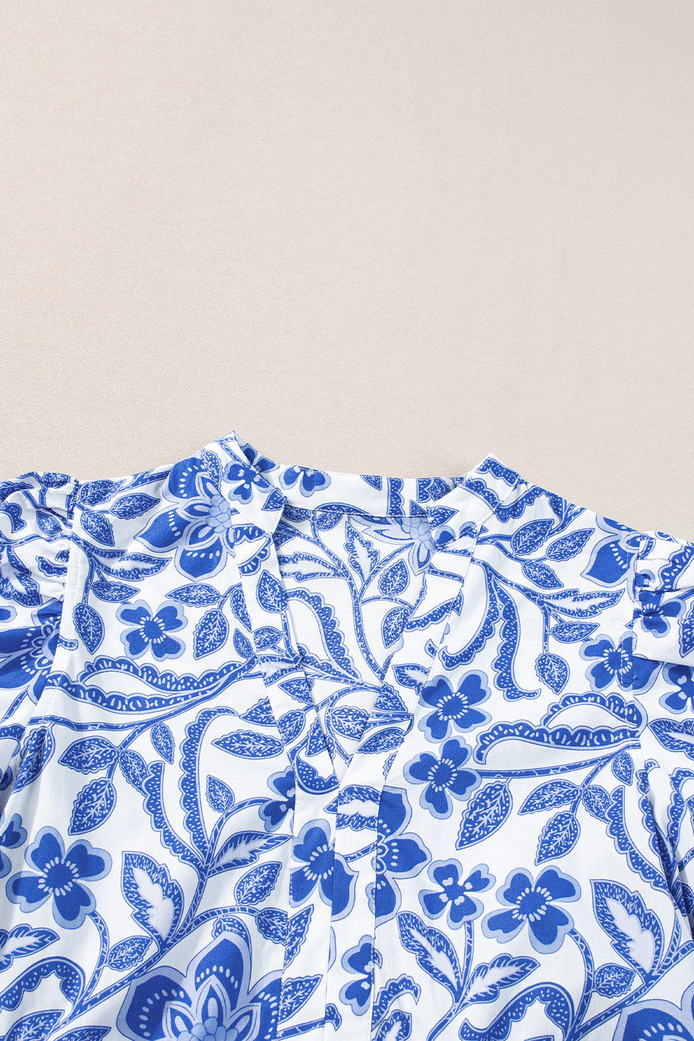 Blue Flower Print Puff Sleeve Tiered Dress-Get You Some Sun