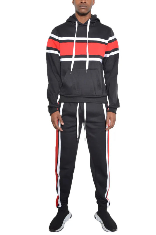 Full Size  With Three Stripe Pullover Hoodie and Pants Set