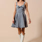 SO ME Mineral Washed Bow Ribbon Denim Flare Dress-