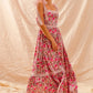 SO ME Floral Maxi Dress With Ribbon Tie Lace Strap-